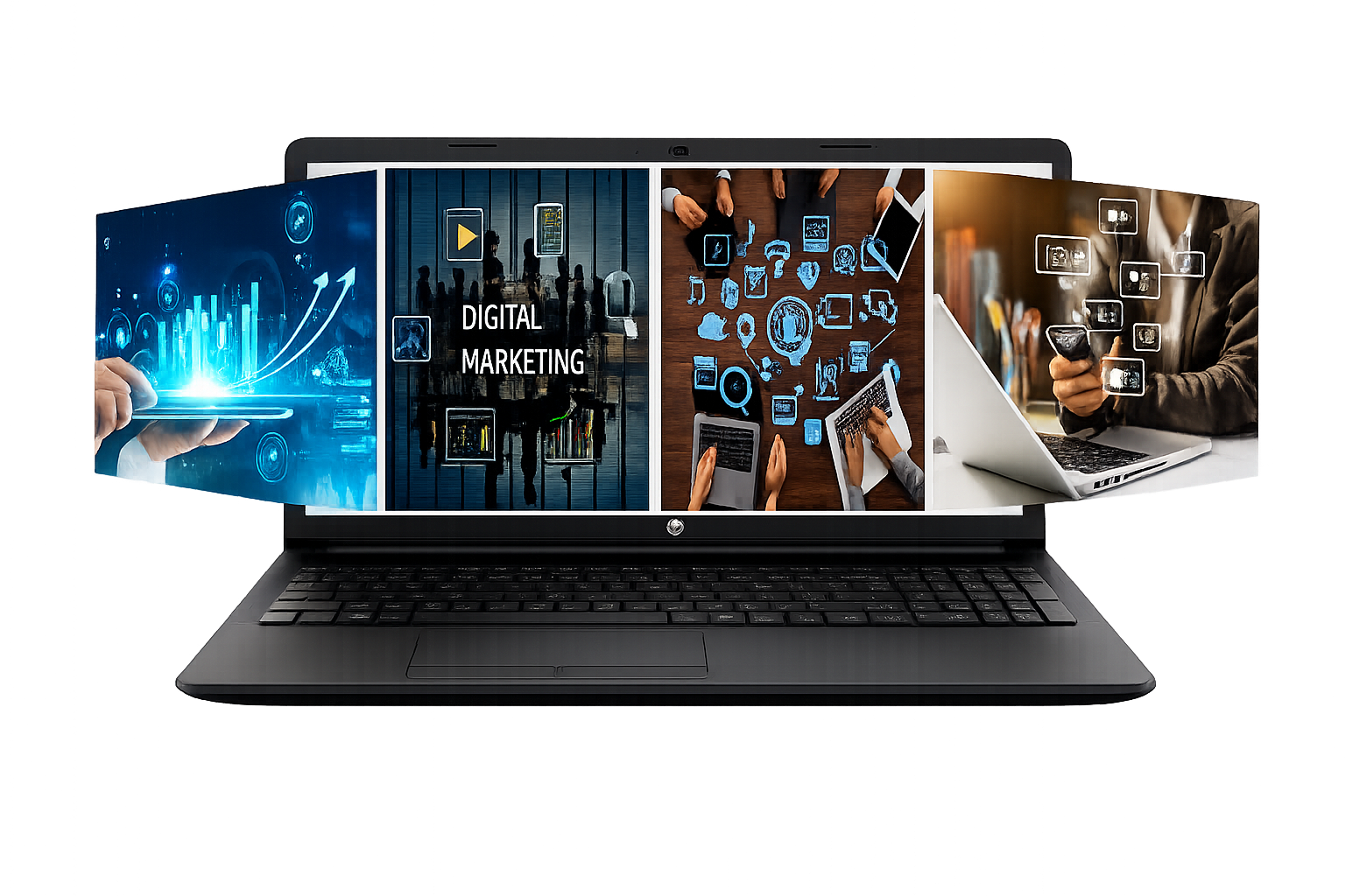 Responsive website design displayed on a laptop screen for web development and digital marketing services.